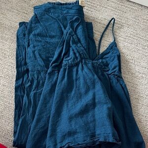 Free People Teal Deep-Green Spaghetti Strap V-Neck set